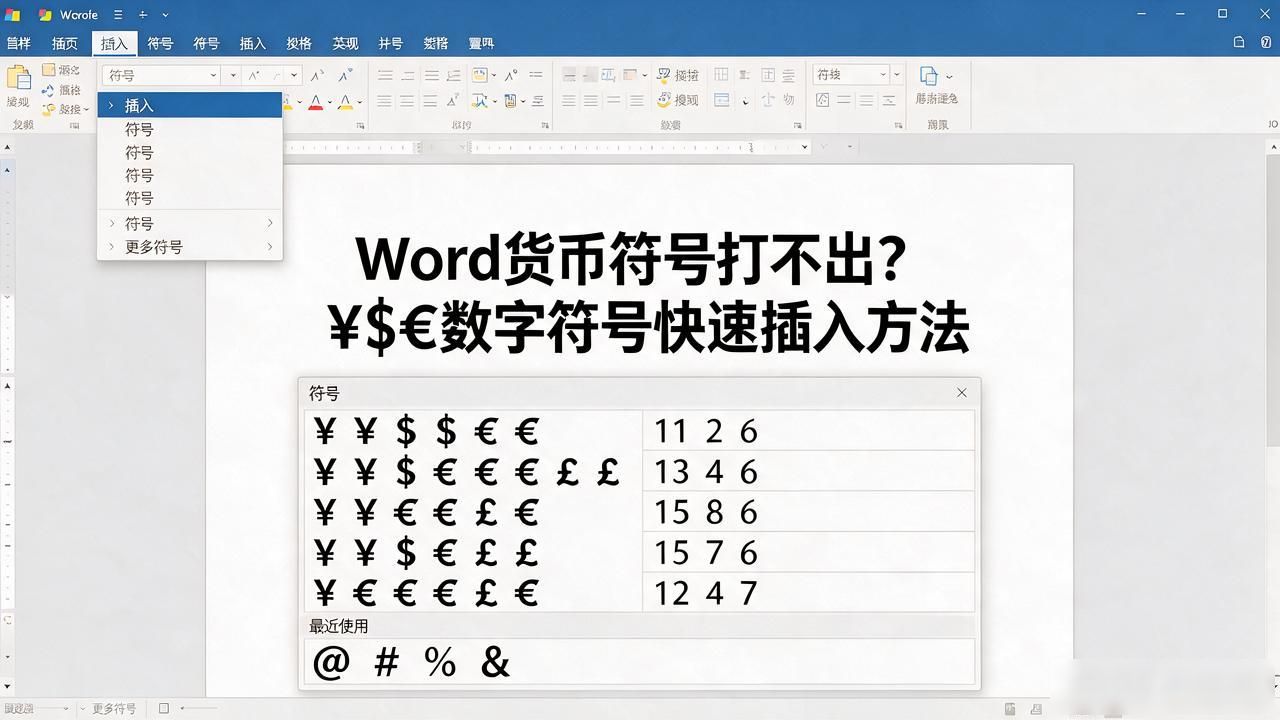 Word货币符号打不出?¥$€数字符号快速插入方法