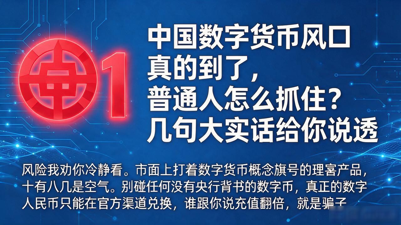 中国数字货币风口真的到了,普通人怎么抓住?几句大实话给你说透