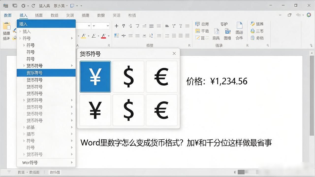 Word里数字怎么变成货币格式?加¥和千分位这样做最省事
